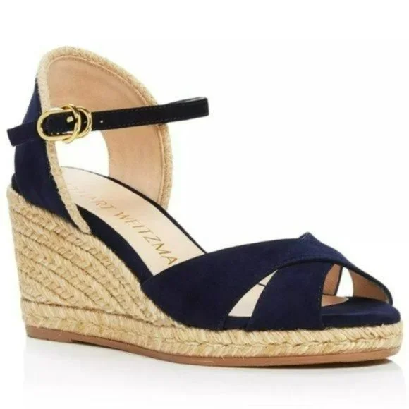 Stuart Weitzman Mirela Espadrille Wedge Sandals 8W - Picture 1 of 10